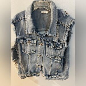 Distressed jean jacket Vest Kids size large 8-10 CHIQLE